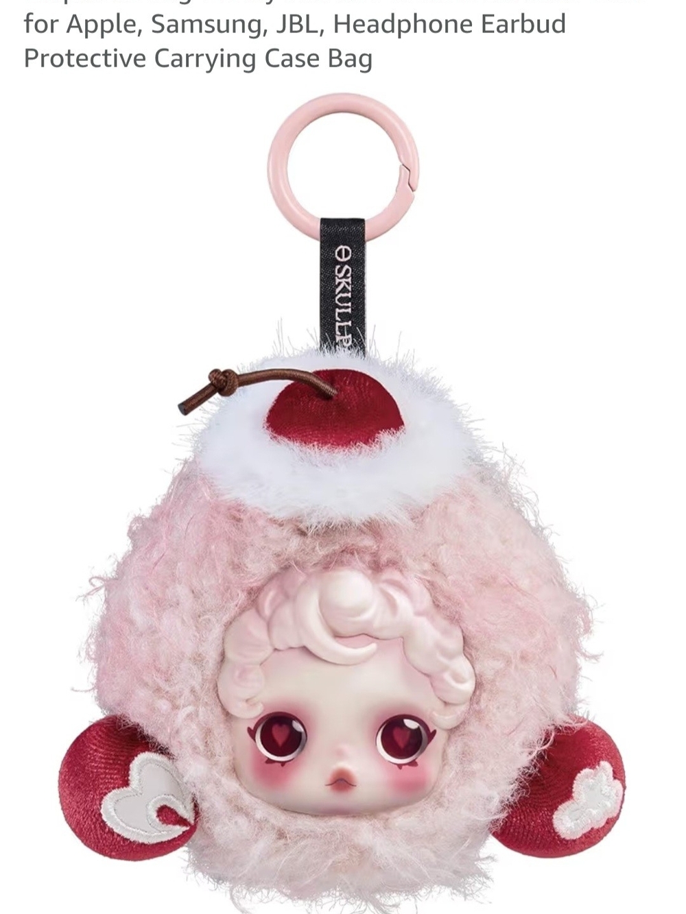 Eskulle Pink Plush Keychain AirPods Case – Cute Doll Design